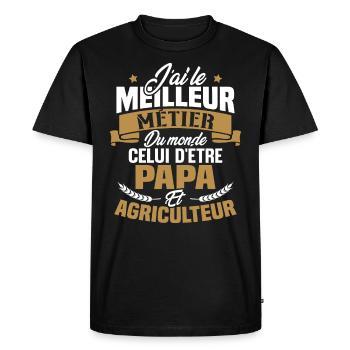 Papa et Agriculteur - Cadeau papa agriculteur - T-shirt Premium bio Homme - noir - Devant - Nico (187cm)