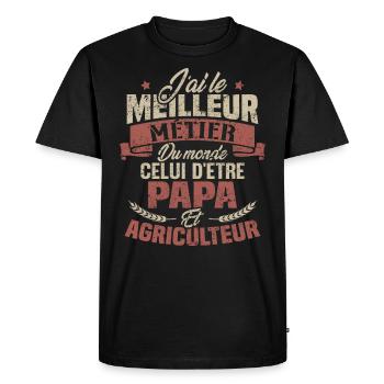 Papa et Agriculteur - Cadeau papa agriculteur - T-shirt Premium bio Homme - noir - Devant - Nico (187cm)