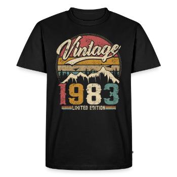 Vintage 1983 Limited Edition Cadeau D'anniversaire - T-shirt Premium bio Homme - noir - Devant - Nico (187cm)
