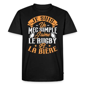 Je suis un Mec simple j'aime rugby et la bière - T-shirt Premium bio Homme - noir - Devant - Nico (187cm)