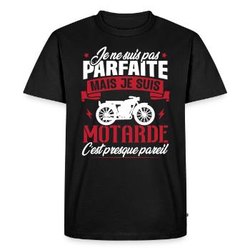 Je ne suis pas parfaite mais je suis motarde - T-shirt Premium bio Homme - noir - Devant - Nico (187cm)
