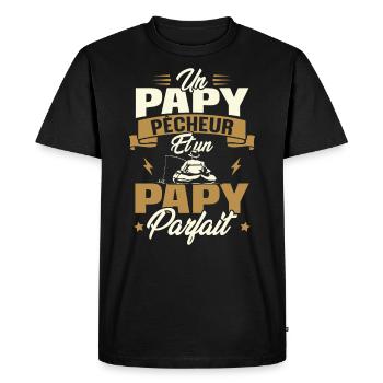 Un papy pêcheur est un papy parfait - T-shirt Premium bio Homme - noir - Devant - Nico (187cm)