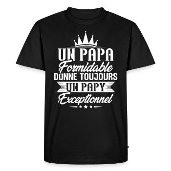 Papa formidable donne toujours papy exceptionnel - T-shirt Premium bio Homme - noir - Devant - Nico (187cm)