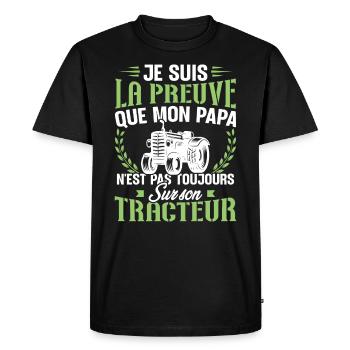 Je suis la preuve que mon papa tracteur - T-shirt Premium bio Homme - noir - Devant - Nico (187cm)
