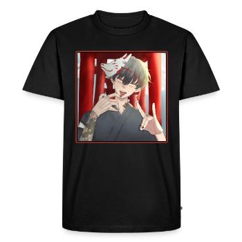Japon Kitsune Masque Anime Otaku - T-shirt Premium bio Homme - noir - Devant - Nico (187cm)