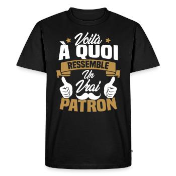 Voilà à quoi ressemble un vrai patron - T-shirt Premium bio Homme - noir - Devant - Nico (187cm)