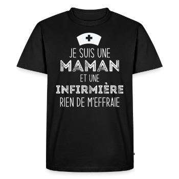 Je suis une maman et une infirmière - T-shirt Premium bio Homme - noir - Devant - Nico (187cm)