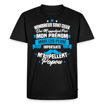 Les plus importants mappellent papou, Cadeau papou - T-shirt Premium bio Homme - noir - Devant - Nico (187cm)