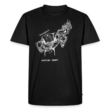 Wasting money logo white - Men's Premium Organic T-Shirt - black - Front - Nico (187cm)