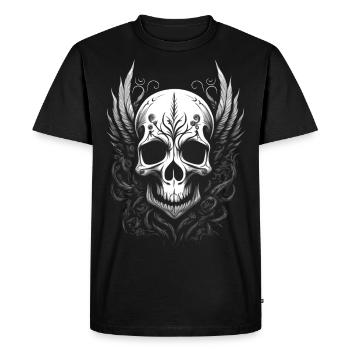 Skull with wings - ornament - Men's Premium Organic T-Shirt - black - Front - Nico (187cm)