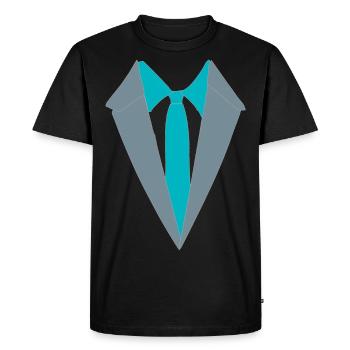 suit tie grey turquoise blue - fake suit - Men's Premium Organic T-Shirt - black - Front - Nico (187cm)