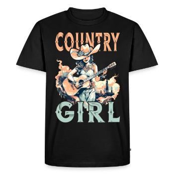 Country Music Girl Guitar Western USA Vintage - T-shirt Premium bio Homme - noir - Devant - Nico (187cm)