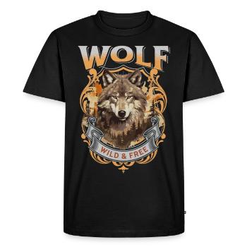 Wolf Wolf's Head Nature Wilderness Adventure Forest Art - Men's Premium Organic T-Shirt - black - Front - Nico (187cm)