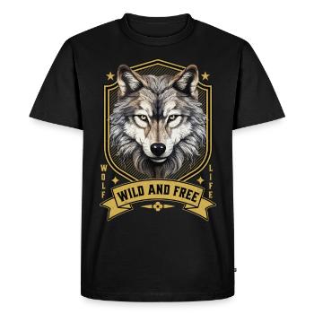 Wolf Wolf's Head Nature Wilderness Adventure Forest Art - Men's Premium Organic T-Shirt - black - Front - Nico (187cm)