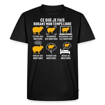 mon temps libre élever des moutons - T-shirt Premium bio Homme - noir - Devant - Nico (187cm)