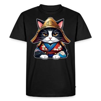 Mignon chat samouraï - T-shirt Premium bio Homme - noir - Devant - Nico (187cm)