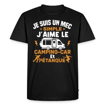 J'aime le camping car et pétanque - T-shirt Premium bio Homme - noir - Devant - Nico (187cm)