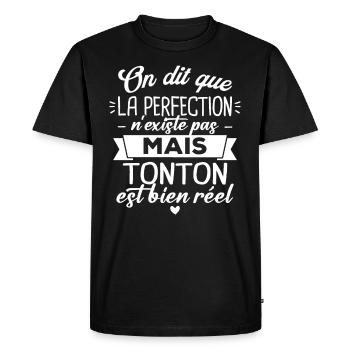 Tonton parfait, Cadeau humour tonton - T-shirt Premium bio Homme - noir - Devant - Nico (187cm)