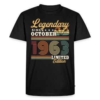 Legendary since October 1963 Vintage Gift - Men's Premium Organic T-Shirt - black - Front - Nico (187cm)
