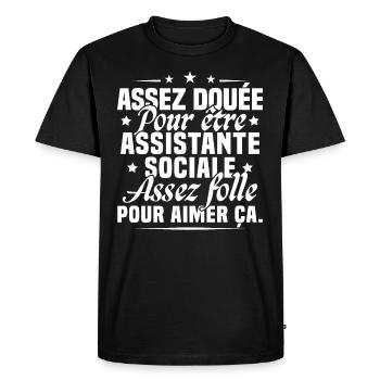 Assistante Sociale Métier Humour Cadeau Femme - T-shirt Premium bio Homme - noir - Devant - Nico (187cm)
