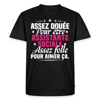 Assistante Sociale Métier Humour Cadeau Femme - T-shirt Premium bio Homme - noir - Devant - Nico (187cm)