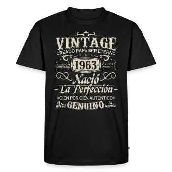 1963 Millésime 60 ans anniversaire - T-shirt Premium bio Homme - noir - Devant - Nico (187cm)