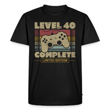 Level 40 complete - Men's Premium Organic T-Shirt - black - Front - Nico (187cm)