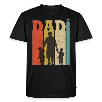 Papa Chemise Deux fils Père de deux cadeaux - T-shirt Premium bio Homme - noir - Devant - Nico (187cm)