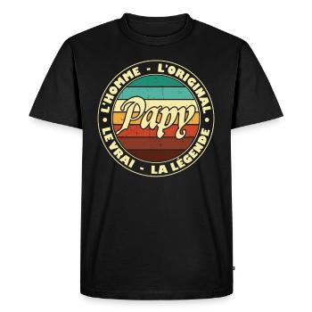 Papy homme original légende grand père cadeau - T-shirt Premium bio Homme - noir - Devant - Nico (187cm)