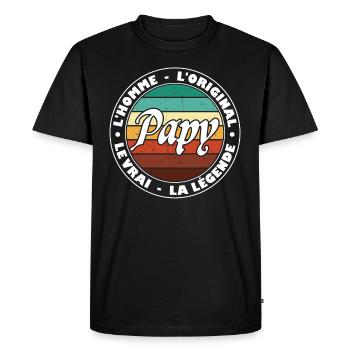 Papy homme original légende grand père cadeau - T-shirt Premium bio Homme - noir - Devant - Nico (187cm)