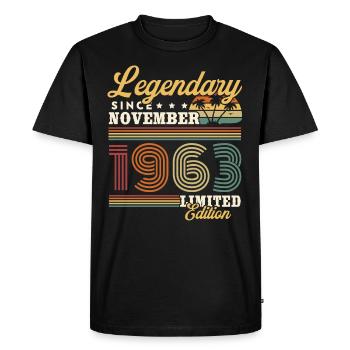 Legendary since November 1963 Vintage Gift - Men's Premium Organic T-Shirt - black - Front - Nico (187cm)