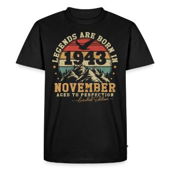 November 1943 vintage retro anniversary 1943 - Men's Premium Organic T-Shirt - black - Front - Nico (187cm)
