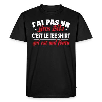 J'ai pas un gros bide humour cadeau - T-shirt Premium bio Homme - noir - Devant - Nico (187cm)