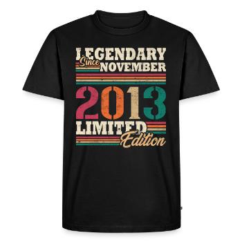 Vintage 2013 Novembre Vintage Anniversaire Rétro - T-shirt Premium bio Homme - noir - Devant - Nico (187cm)