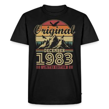 Original décembre 1983 vintage anniversaire 1983 - T-shirt Premium bio Homme - noir - Devant - Nico (187cm)