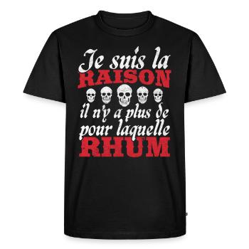 Cadeau Humour Pirates Rhum - T-shirt Premium bio Homme - noir - Devant - Nico (187cm)