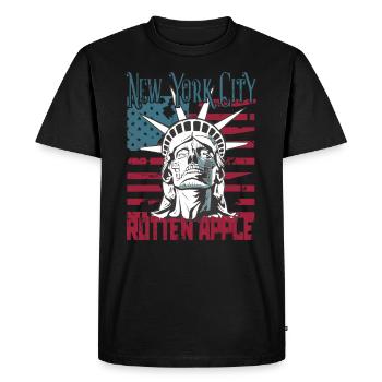 Steampunk NY City gâté Apple USA drapeau des États-Unis - T-shirt Premium bio Homme - noir - Devant - Nico (187cm)