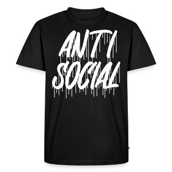Logo de lettrage anti-social Graffiti avec gouttes - T-shirt Premium bio Homme - noir - Devant - Nico (187cm)