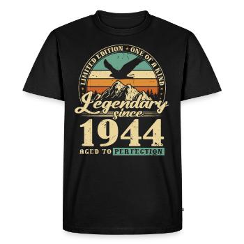 Legendary Since 1944 Vintage Birthday Gift - Men's Premium Organic T-Shirt - black - Front - Nico (187cm)