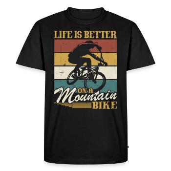 La vie est plus belle en VTT - T-shirt Premium bio Homme - noir - Devant - Nico (187cm)