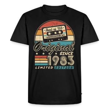 Original Since 1983 Vintage Gift Birthday - Men's Premium Organic T-Shirt - black - Front - Nico (187cm)