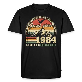 Great Since 1984 Vintage Vintage Birthday - Men's Premium Organic T-Shirt - black - Front - Nico (187cm)
