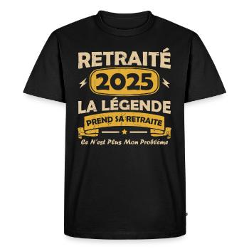 Humour Cadeau Retraité 2025 - T-shirt Premium bio Homme - noir - Devant - Nico (187cm)