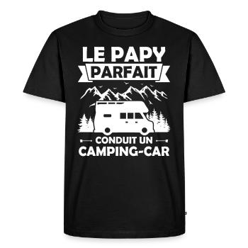 Le papy parfait conduit un camping car - T-shirt Premium bio Homme - noir - Devant - Nico (187cm)