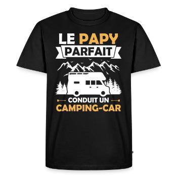 Le papy parfait conduit un camping car - T-shirt Premium bio Homme - noir - Devant - Nico (187cm)