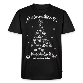 Weihnachtszeit ist Kuschelzeit mit meiner Katze 2 - Männer Premium Bio T-Shirt - Schwarz - Vorne - Nico (187cm)