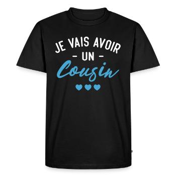 Je vais avoir un cousin - T-shirt Premium bio Homme - noir - Devant - Nico (187cm)