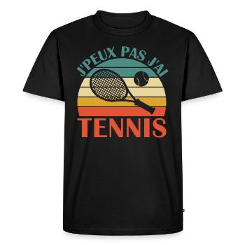 Je Peux Pas J ai Tennis - T-shirt Premium bio Homme - noir - Devant - Nico (187cm)