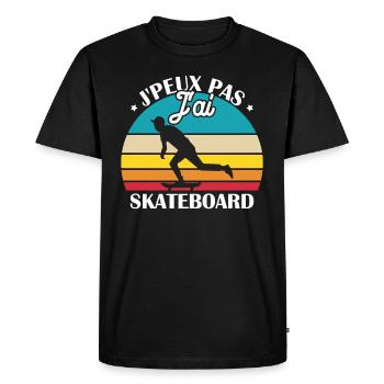 Je peux pas j ai skateboard - T-shirt Premium bio Homme - noir - Devant - Nico (187cm)