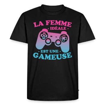 La femme idéale est une gameuse cadeau geek humour - T-shirt Premium bio Homme - noir - Devant - Nico (187cm)